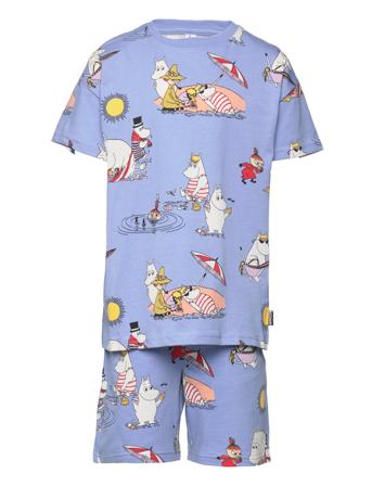 Top Ss Shorts Moomin Summer Sets Sets With Short-sleeved T-shirt Blå Lindex*Betinget Tilbud