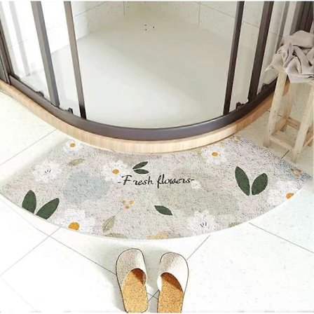 MOTT 50 Kvadrant Böjd Badrumsmatta 45x100cm Halvcirkelformad Badrumsmatta Halkfri Golvmatta Hörn Duschmatta Tvättbar Fläktformad Fotplatta Dörrmatta