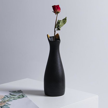 Keramisk kattevase, 23 cm moderne kunst blomstervase til boligindretning, unikt sødt midtpunkt til kontorbord, reol og stue