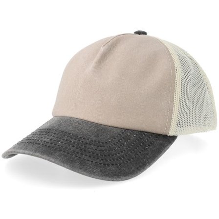 Equip - Beige trucker Keps - Stone/Black Pigment Washed A-frame Golfer Trucker @ Hatstore