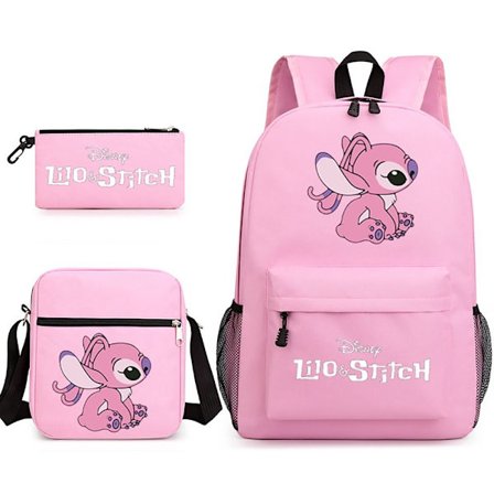 3-delat Set Stitch Ryggsäck Axelväska Canvas ROSA A A