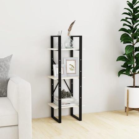 Bokhylla 3 Hyllplan Vit 40x30x105 Cm Massiv Furu Vit