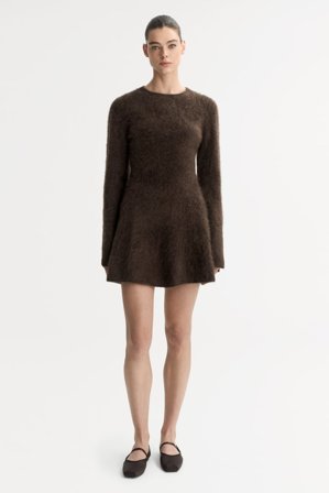 Soft Goat - Brushed mini dress - Cashmere dress - L - Mocha