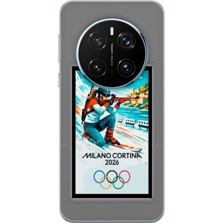 Kompatibelt Mobildeksel til Honor Magic7 Pro Retroplakat Cortina Milano 2026 med fjell, vintersportsutøvere, italienske trikolor, Milano-katedralen og