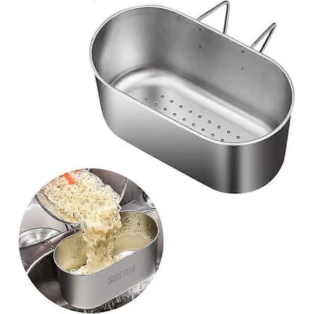 Diskho Avloppssil Korg Rostfritt Stål Kök Matfångare Diskho Sil Korg för Filter Köksavfall & Tvätta Grönsaker Frukter (FMY) Silver B - krokar Silver..