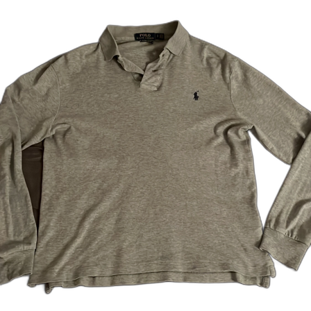 Grå långärmad pikétröja från Ralph Lauren