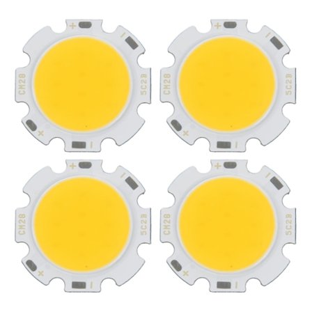 Geore 4x 5w Chip Light Pyöreä Cob Super Bright Led Light Led Lamput Lampunpolttimot Lämmin Valkoinen Dc15-17v