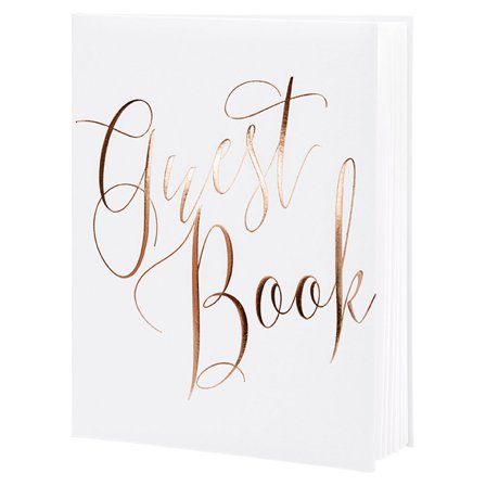 Vieraskirja Guest Book Valkoinen ja Ruusukulta