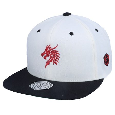 Critiql Hit - Red Dragon Logo Natural/Black Snapback Snapback White Cap - @ Hatstore
