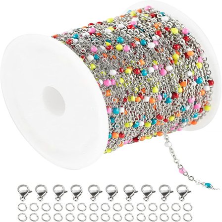 16.4ft smyckenskedjor färgglada pärlstavlänkkabelkedjahalsband