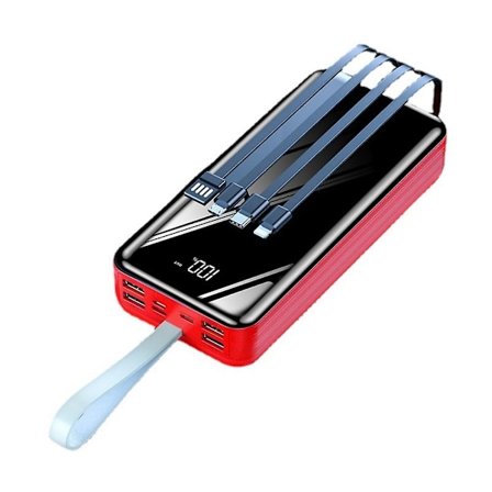 Bærbar oplader Powerbank 30000mAh Universal kompakt hurtigopladning Ekstern batteripakke med LED-lys - Ideel til udendørs camping