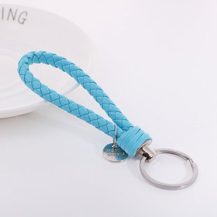 Handgjord lädernyckelring (3-pack, himmelsblå)