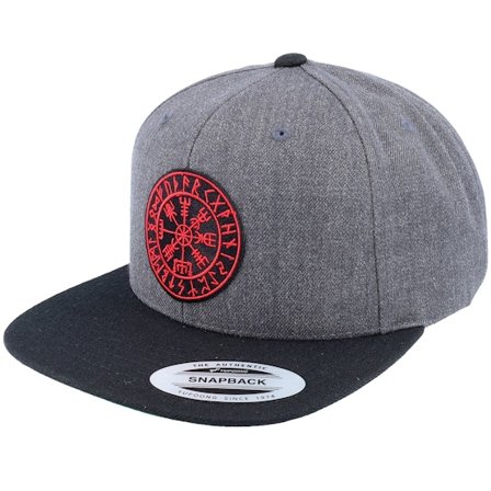 Vikings - Grey - snapback - Cap - Vegvísir Patch Charcoal Grey/black Snapback - Hatstore