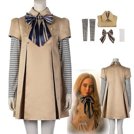 Kauhuelokuvat M3gan Cosplay-asu Ai-nukke Robotit Mekko Top Sukat Rusetti M3gan Täydelliset setit Halloween-asut Vaatteet Tytöille -a S