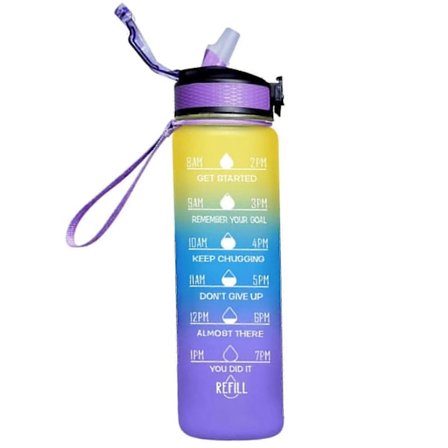 1000ml Fri Motiverande Sportkanna Med Tidsmarkering Utomhus Fitness Mugg Gradient Färg Mugg Utomhus Frostad Vattenflaska