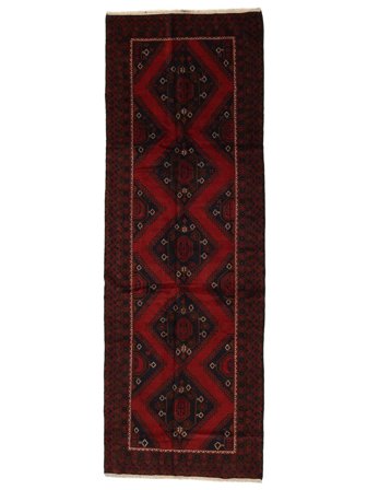 Tapis D'orient Baloutche 138X394 De Couloir Noir/Rouge Foncé (Laine, Afghanistan)
