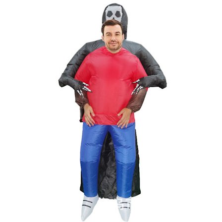 Uppblåsbar Alien-dräkt – UFO Alien som bär människa Cosplay-outfit med cape för fest *Svart kille kramar någon* Barn 120–145 cm