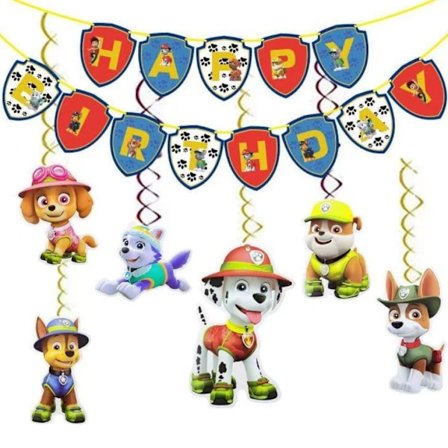 6 st Paw Patrol Flickor Kalas Tillbehör Spiral Hängande Dekorationer