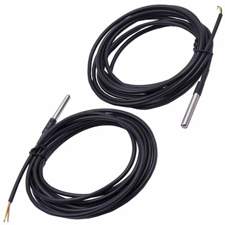 2PCS DS18B20 3M Kabel Digital Temperatur Termisk Vattentät Sond Sensor -55°C till +125°C kompatibel med Arduino