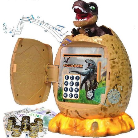 Dinosaurus Säästölipas, Dino Munan Pankkiautomaatti Käteinen Kolikko Säästölaatikko, Elektroninen Säästölipas Salasanalla Sormenjäljen Avauksella 