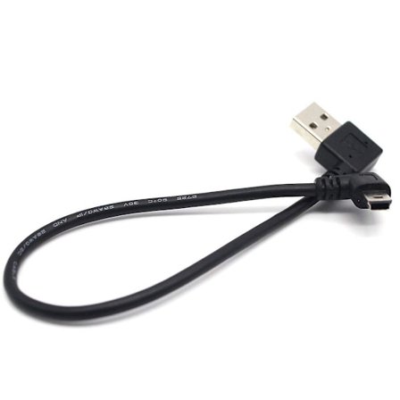 USB B-typ Mini 5-polig Han Rätt Vinkel 90 Grader till USB 2.0 Han Kabel 30cm