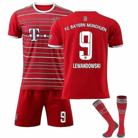 Lewandowski #9 tröja 2022-2023 Ny säsong fotboll T-shirts et för barn och ungdom Bayern München Hemma