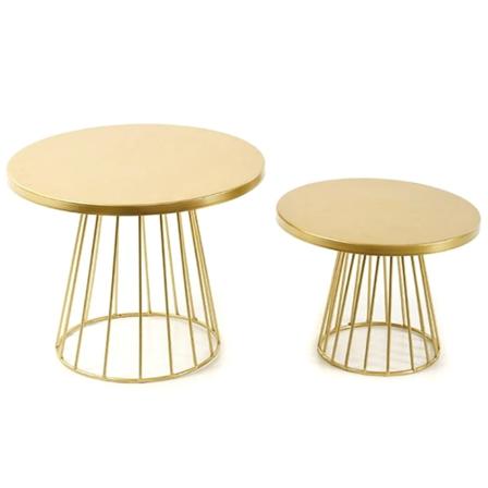 2kpl metalliset kakkutelineet, 8/10 tuuman pilarityylinen cupcake-esittelyteline Jälkiruokatarjotin piirakkalautaset bakille gold