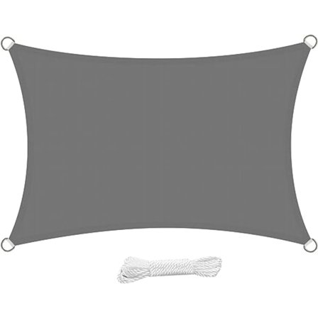Rektangulær skygge sejl 3x4 meter Vandtæt skygge sejl Vandresistent Anti UV 4x3m til have terrasse gårdhave, grå