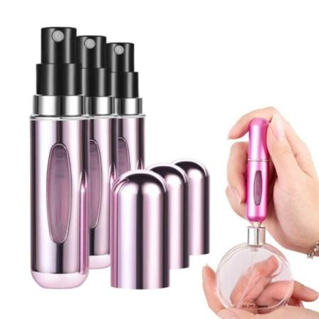 3 -pakke mini påfyllings parfymeflaske - påmeldte reisebeholdere 5 ml rosa rosa