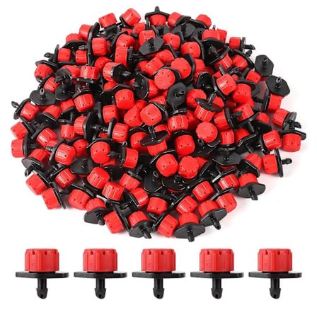 100 stk. Justerbar Drypper Mikro Drypvanding Vandings Anti-tilstopning Emitter Havevandingsdyse til 1/4 tomme slange