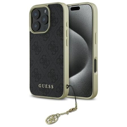 Guess 4G Charms Collection -kotelo iPhone 16 Pro:lle - musta