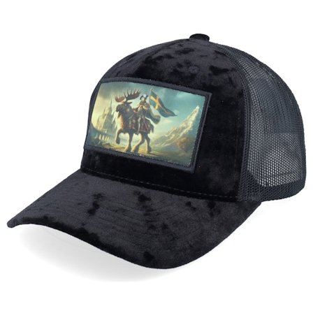 Iconic - Noir trucker Casquette - Historical Swedish King Patch Velvet Black Trucker @ Hatstore