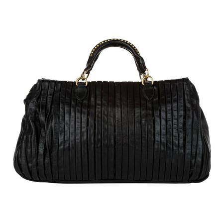 Miu Miu Pre-owned Plisse Satchel Sort, Dame Vintage Tasker, Størrelse: ONE Size
