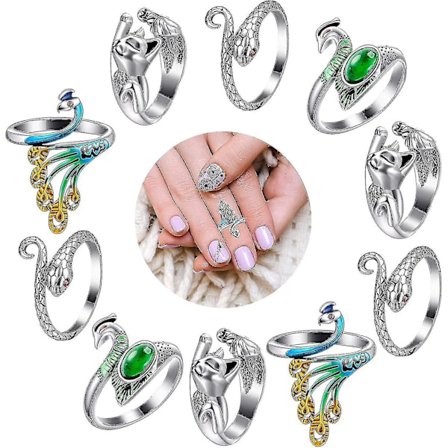 10 st justerbara stickningsöglor virkade ringar kattformade ormsformade öppna ringar garnstyrning metall stickningsfingerborgar justerbara flätade 