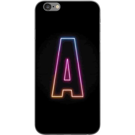 Yhteensopiva Puhelinkuori Apple Apple iPhone 6 Plus Minimalistinen neonkirjain A sateenkaarenvärisessä valossa mustaa taustaa vasten modernissa typo