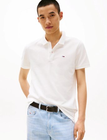 Tommy Jeans Tjm Slim Placket Polo Ext - White - XXL