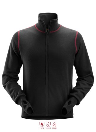 Snickers Workwear 1563 ProtecWork Uldfrottéjakke sort M, Tøj