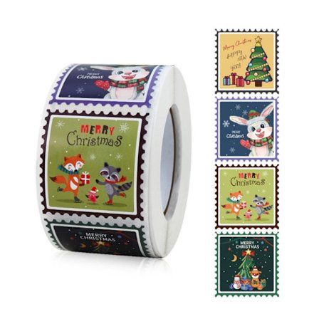 500-Pack Dekorativa Julklistermärken 38x38mm