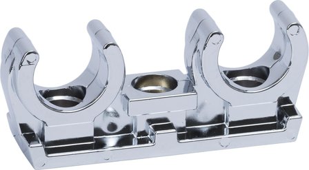 Gelia 3000507522 Kaksoisputkenkiristin Muovi, krominvärinen, 2-kpl pakkaus 15 mm, Asennus