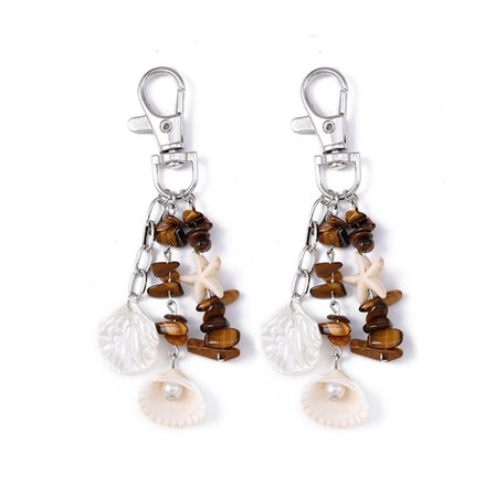 Chic Irregulær Søstjerne Nøglering - 2 Sølvfarvede Skalvedhæng til Nøgler, Tasker & Strandstil