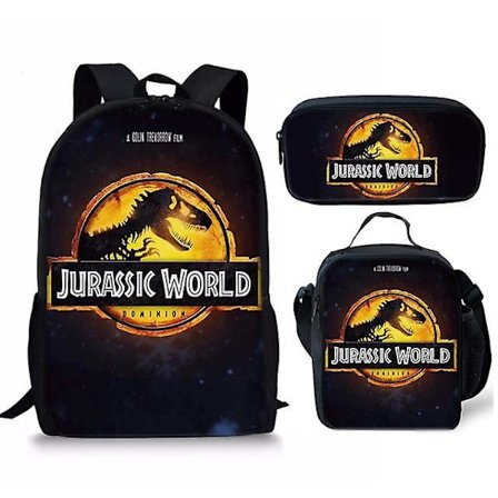 3 st/ set 16 tum Jurassic World Ryggsäck Kindergarten Bokväska Barn Start Skola Present Ryggsäck+lunchväska+pennväska