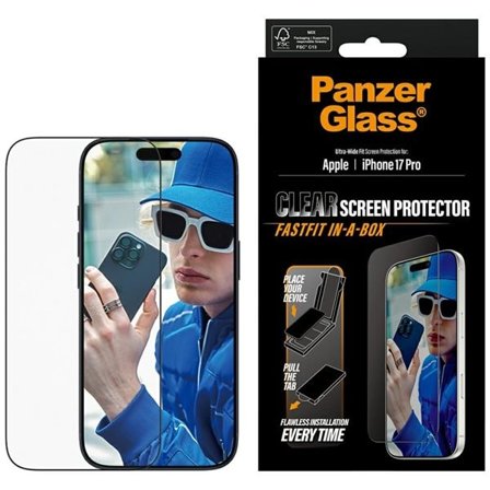 PanzerGlass Ultra-Wide Fit Fastfit hærdet glas til iPhone 17 Pro