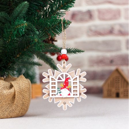 5 stk. Træ Julepynt Kreative Vindue Åbning Nisse E