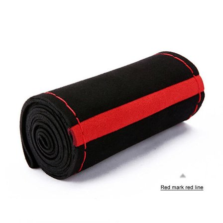 (A) Premium Päls Ratt Skydd Hand-sydd 37/38CM Bil Anti-halk Mocka Läder Vävd Ratt Bil Interiör Tillbehör