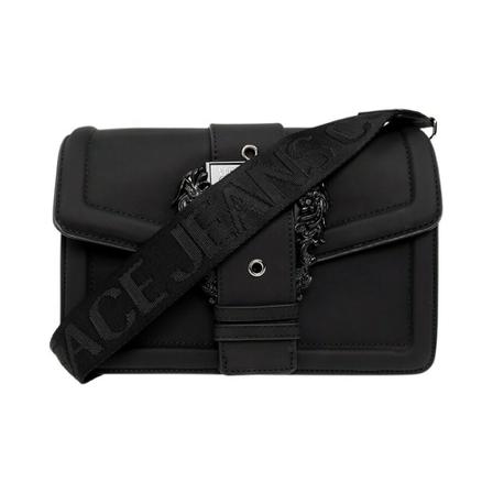 Versace Jeans Couture, Cross Body bag with baroque buckle Zwart, Dames, Maat:ONE Size,stof,gevlochten
