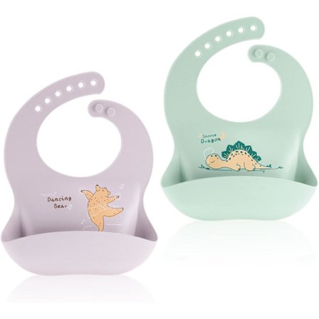 Silikone Hagesmæk til Spædbørn, Vandtæt, Let at Rengøre, Vaskbar, 6 Justerbare Størrelser, Blød Silikone Hagesmæk til Drenge og Piger