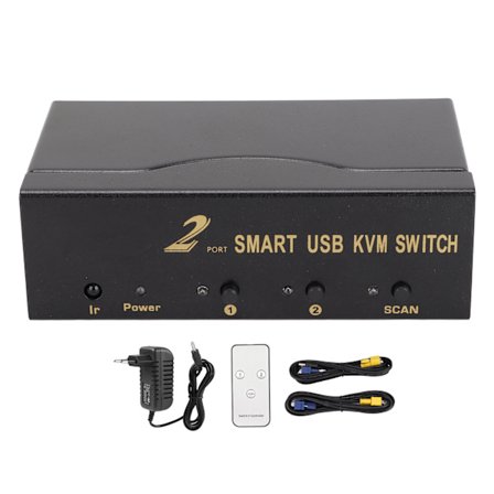 2 In 1 Out VGA KVM Switch 4 USB-port Multi Dator Skärm Mus Tangentbord Videodelning VGA Switch 100-240VEU Kontakt