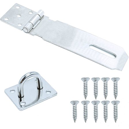 5 tum rostfritt stål hasp lås hasp med skruvar säkerhetsskåpsdörr, silverhänglås spänne