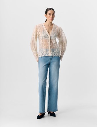 Object Objsiga L/S Re Shirt 140 - Cream - 36