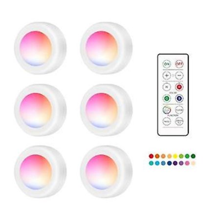 6-pak trådløse LED-spots med fjernbetjeninger (TC)